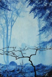 Les v modrém